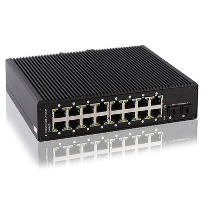 16 Gigabit POE Port Managed Industrial Poe Switch 2 SFP Port 48-56V DC