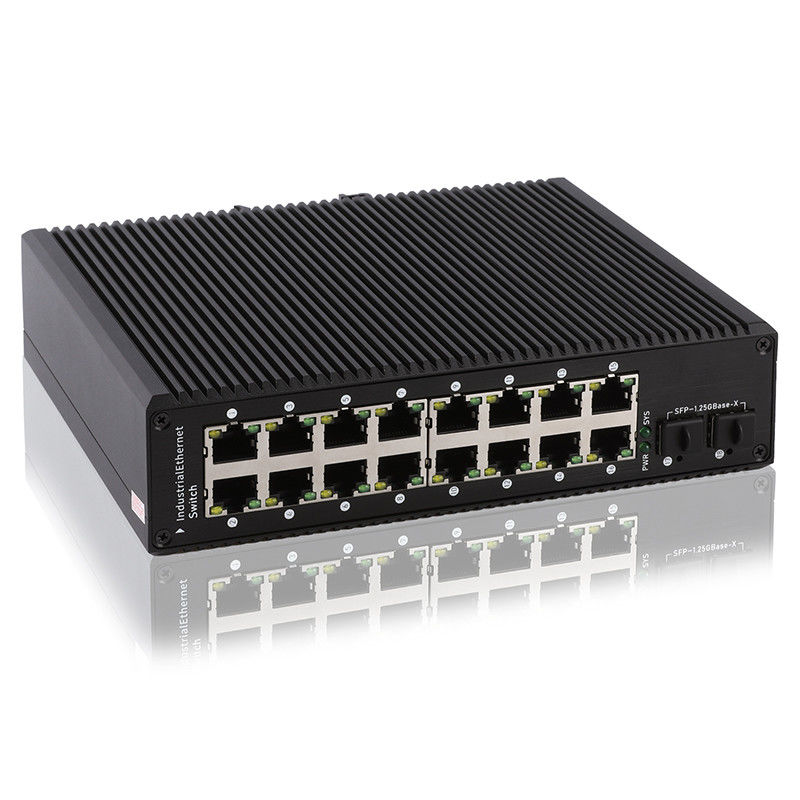 16 Gigabit POE Port Managed Industrial Poe Switch 2 SFP Port 48-56V DC